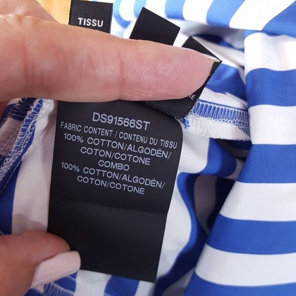 DEREK LAM Shirt Dress Womens Size 6 Blue Stripe Button Up Belted Pocket Collared - Picture 7 of 10